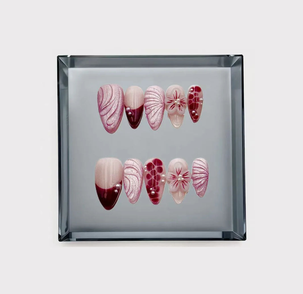 Tropical Orchid Bloom Long Press On Nails