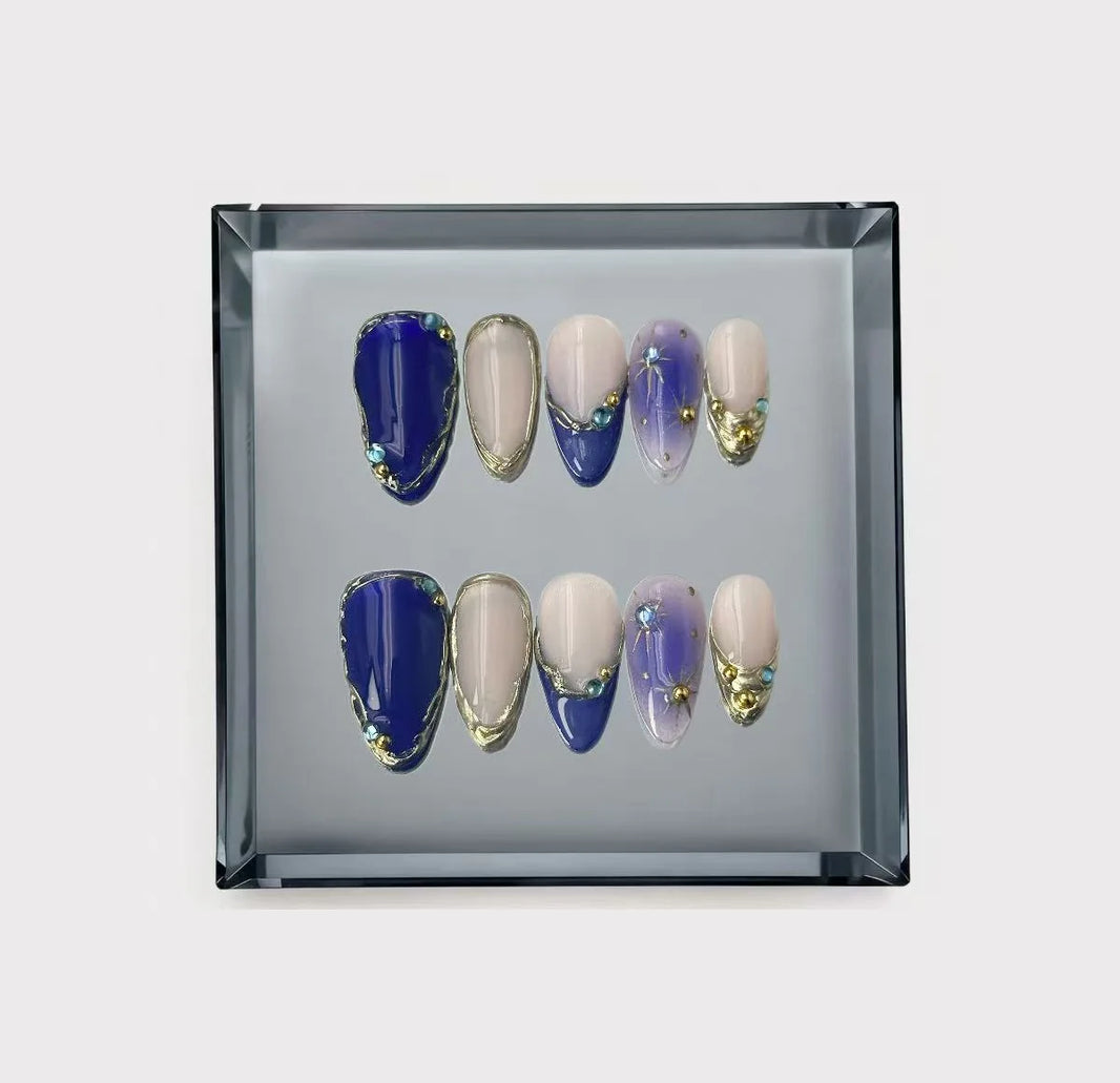 Celestial Starry Cobalt Press On Nails