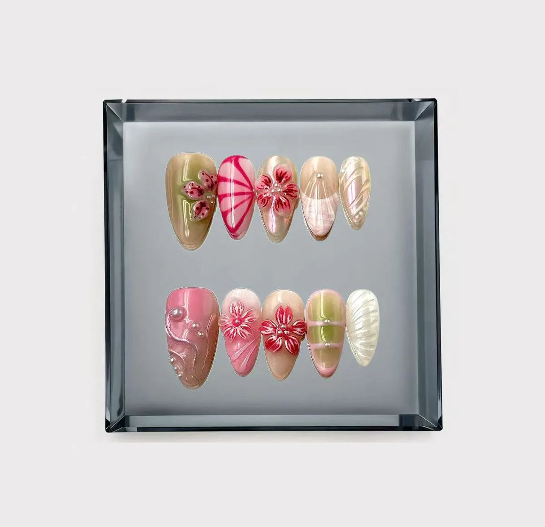Ethereal Rose And Sage Press On Nails