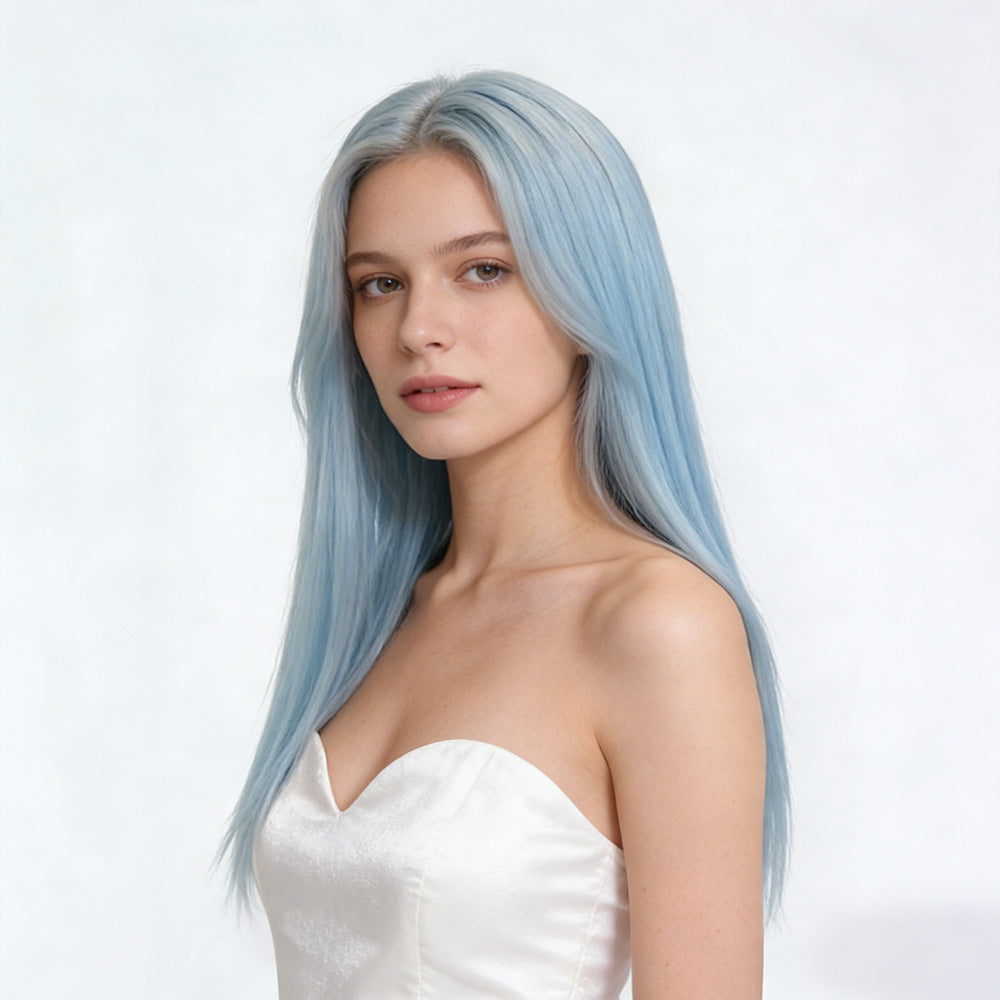 Sapphire Mist-Long Icy Blue Wig
