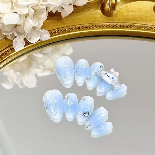 Baby Blue Cinnamoroll Long Press On Nails