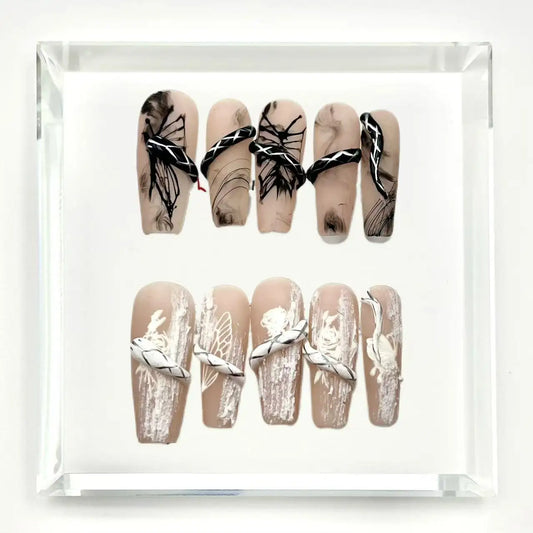 Ink & Ivory Porcelain Snake Press-On Nails