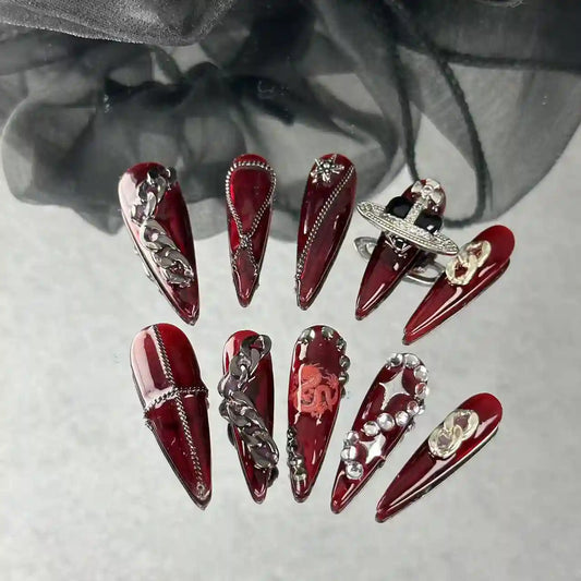 Sangria Saturn Press On Nails