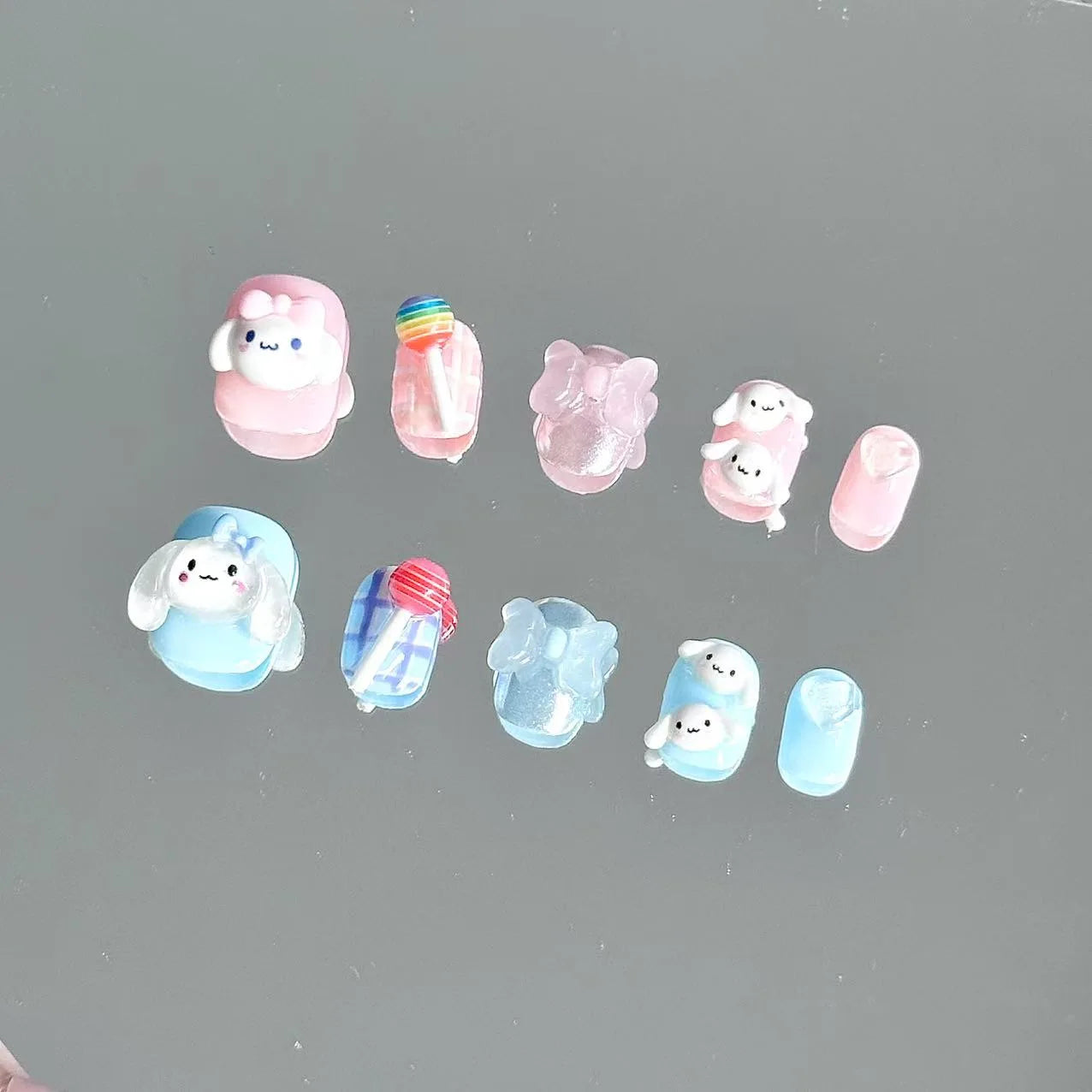 Blue And Pink Cinnanmoroll Short Press On Nails