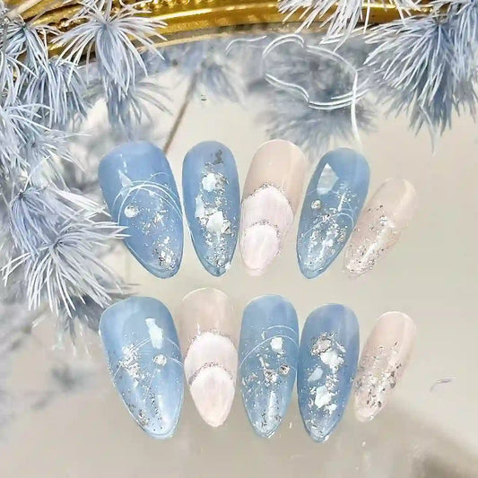 Sky Blue Ombre Press On Nails