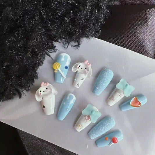 Cinnamoroll Blue Long Press On Nails