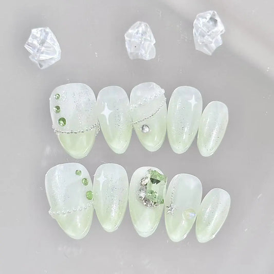 Mint Delight Long Press On Nails